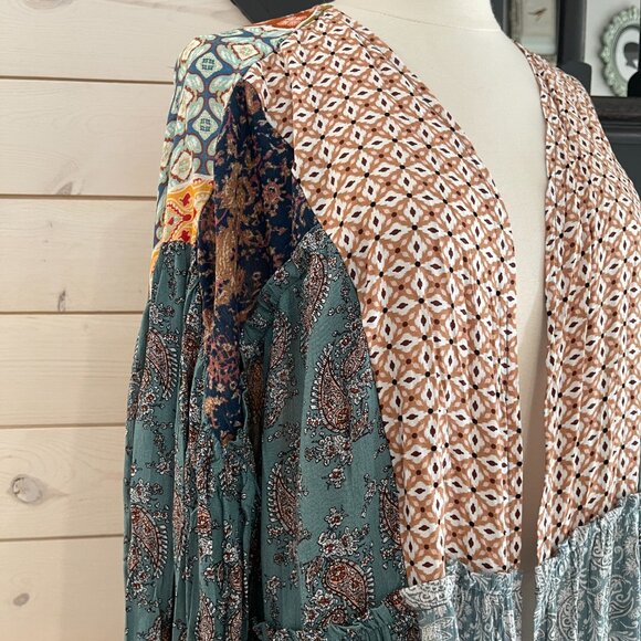 086 Boutique Patchwork Longline Duster NWOT Size Large - Picture 13 of 13